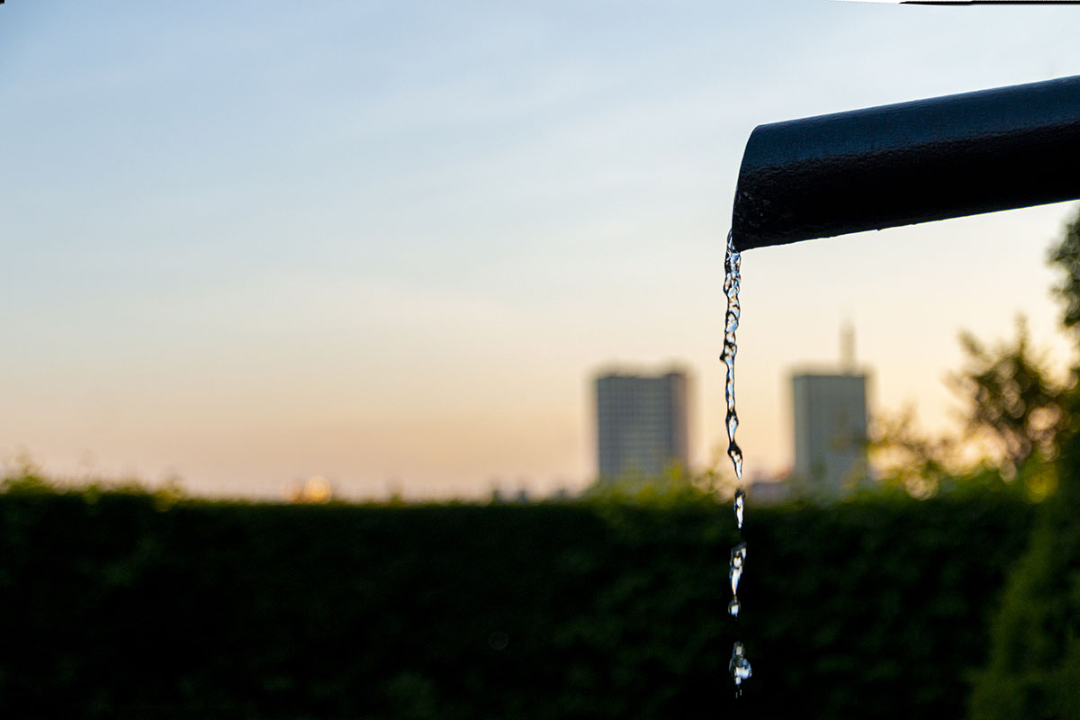 Un rivolo d'acqua da un rubinetto